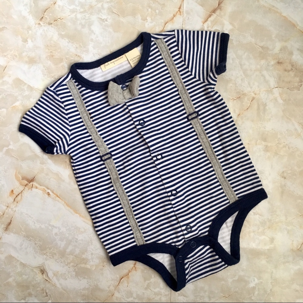 First impressions onesie, suspenders/bow tie 3-6mo